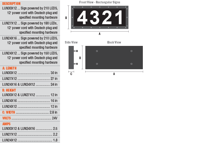 Vehicle Identification Lights - Rectangular